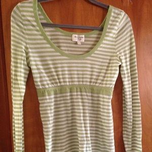 Abercrombie & Fitch Juniors LS Green/Cream Lrg Top